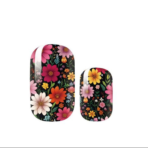Set of floral nail wraps on a white background