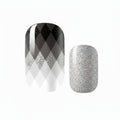 Black and white checkered nail wrap on a white background