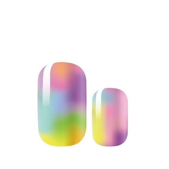Two colorful nail polish swatches on a white background
