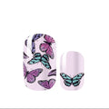 Nail art design with colorful purple butterflies